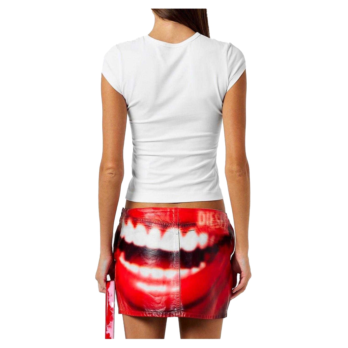 White - Back - Diesel Womens-Ladies Angie Oval T-Shirt