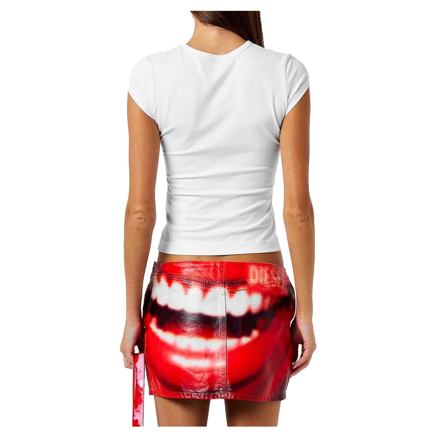 White - Back - Diesel Womens-Ladies Angie Oval T-Shirt