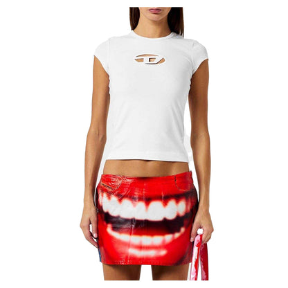 White - Side - Diesel Womens-Ladies Angie Oval T-Shirt