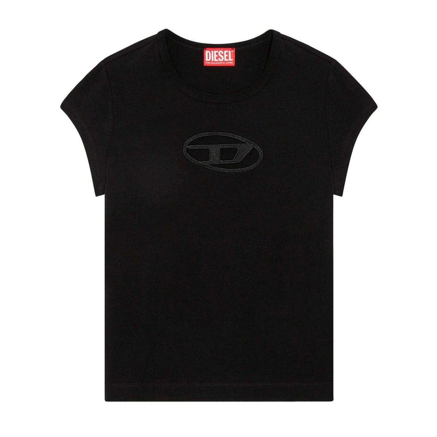 Black - Front - Diesel Womens-Ladies Angie Oval T-Shirt