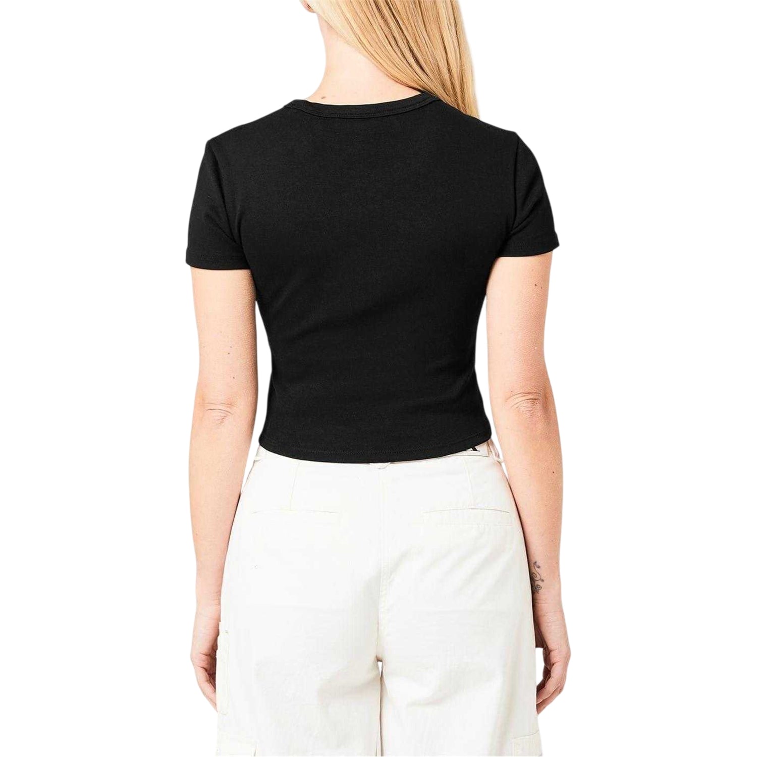 Black - Back - Hugo Womens-Ladies Logo Cotton Crop T-Shirt