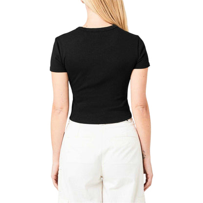 Black - Back - Hugo Womens-Ladies Logo Cotton Crop T-Shirt