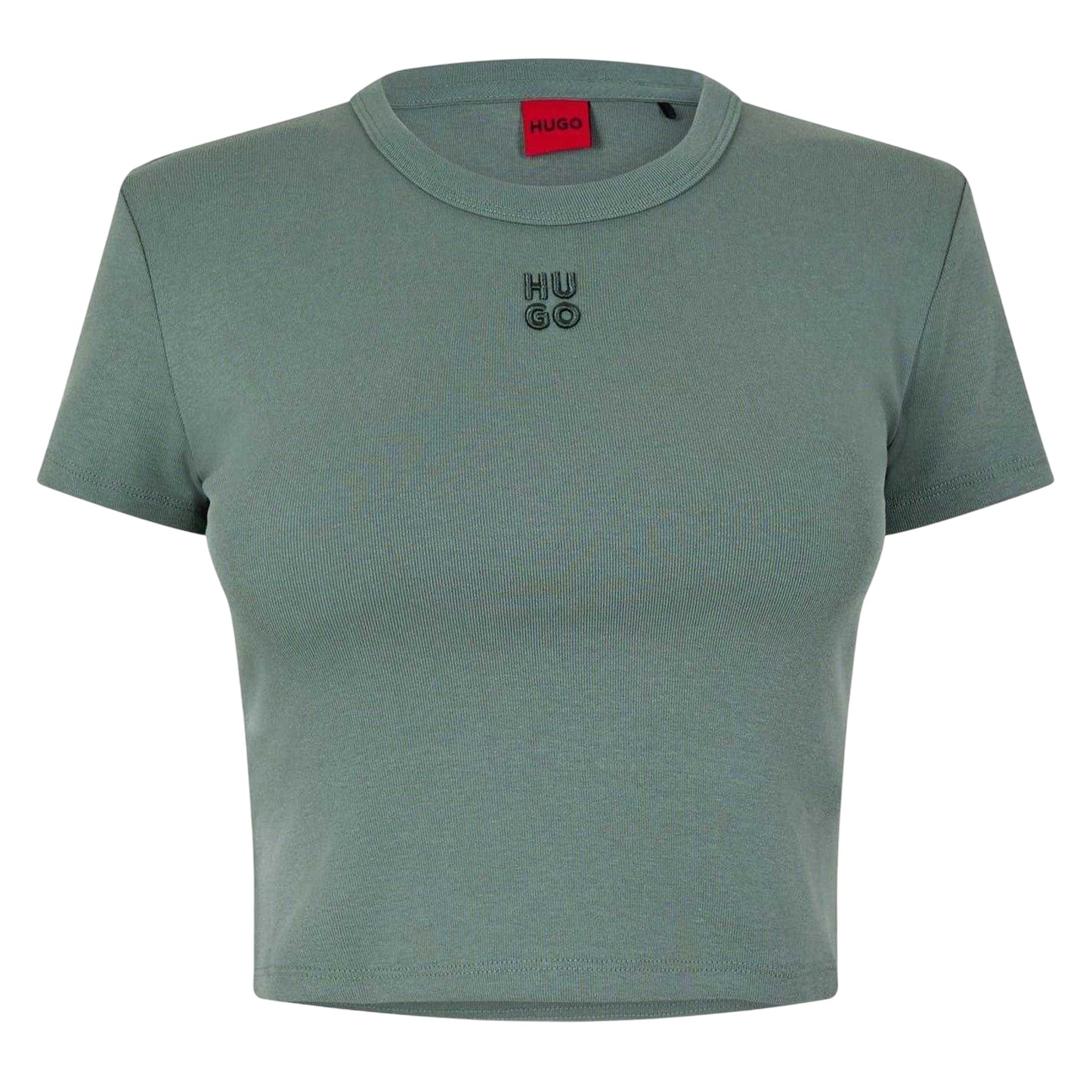Green - Front - Hugo Womens-Ladies Logo Cotton Crop T-Shirt