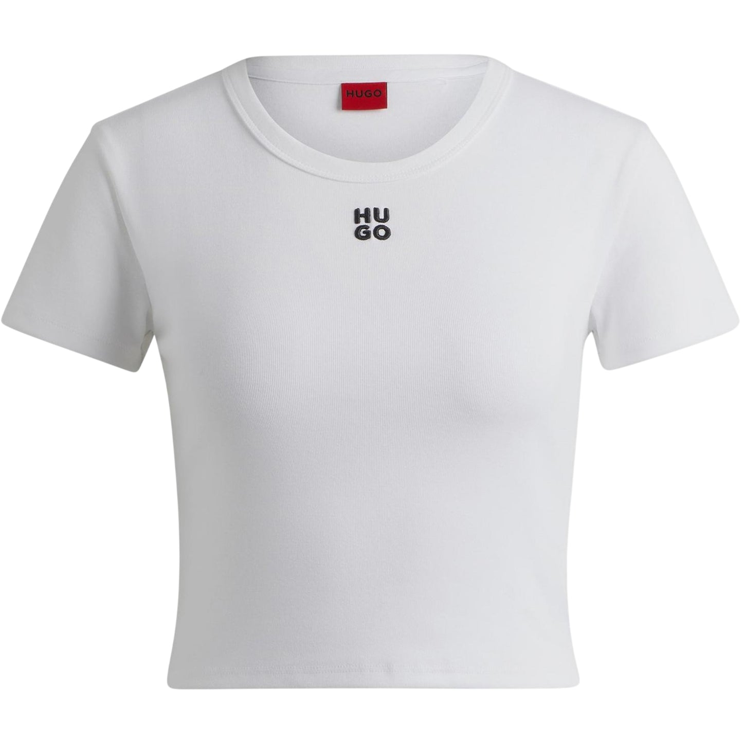 White - Front - Hugo Womens-Ladies Logo Cotton Crop T-Shirt