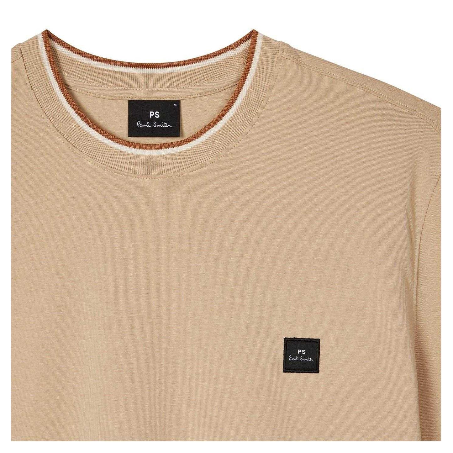Beige - Back - Paul Smith Mens Patch Logo T-Shirt