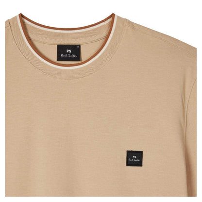 Beige - Back - Paul Smith Mens Patch Logo T-Shirt