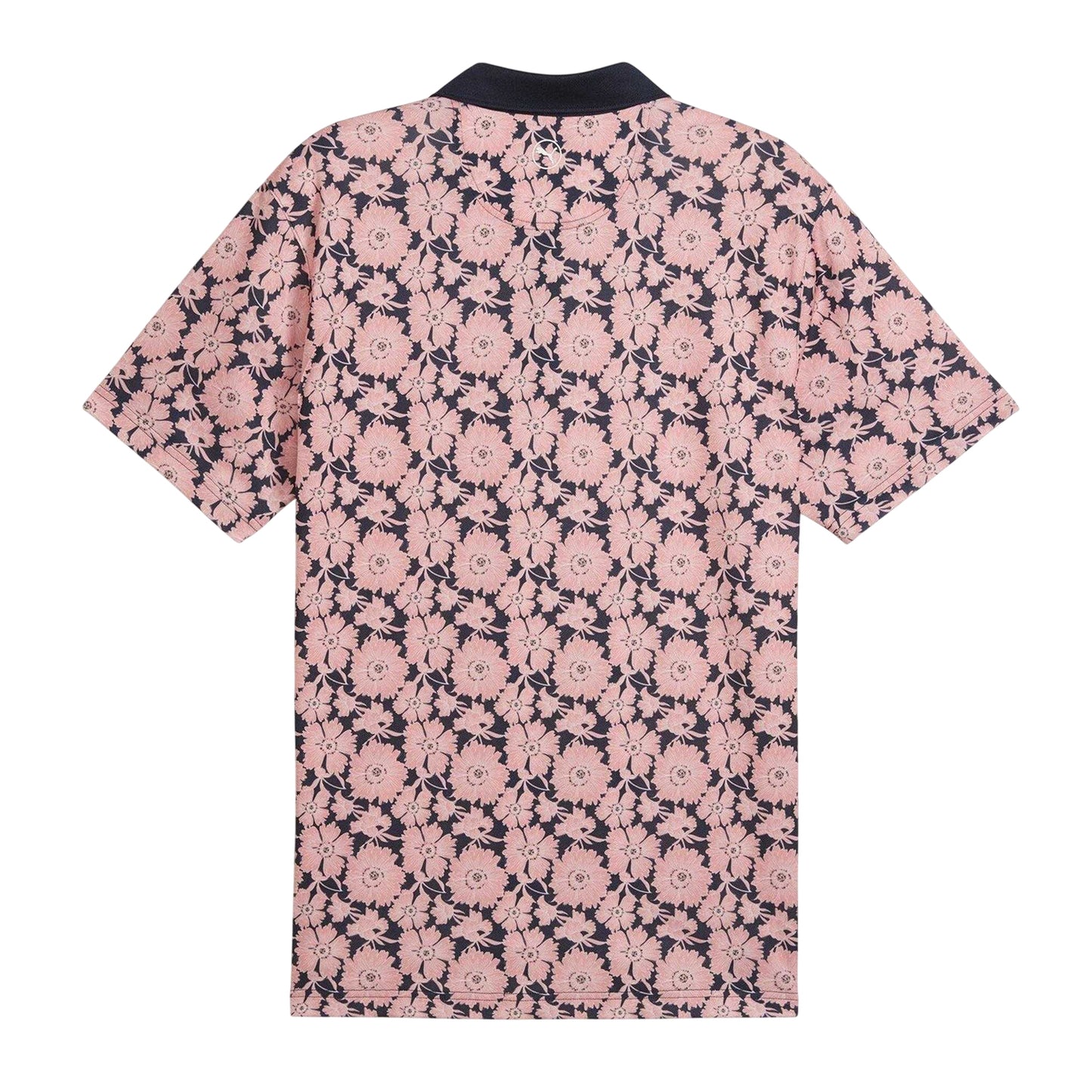 Peach-Blue - Back - Puma Mens Fields Flower Pique Performance Polo Shirt