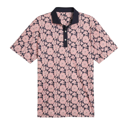 Peach-Blue - Front - Puma Mens Fields Flower Pique Performance Polo Shirt