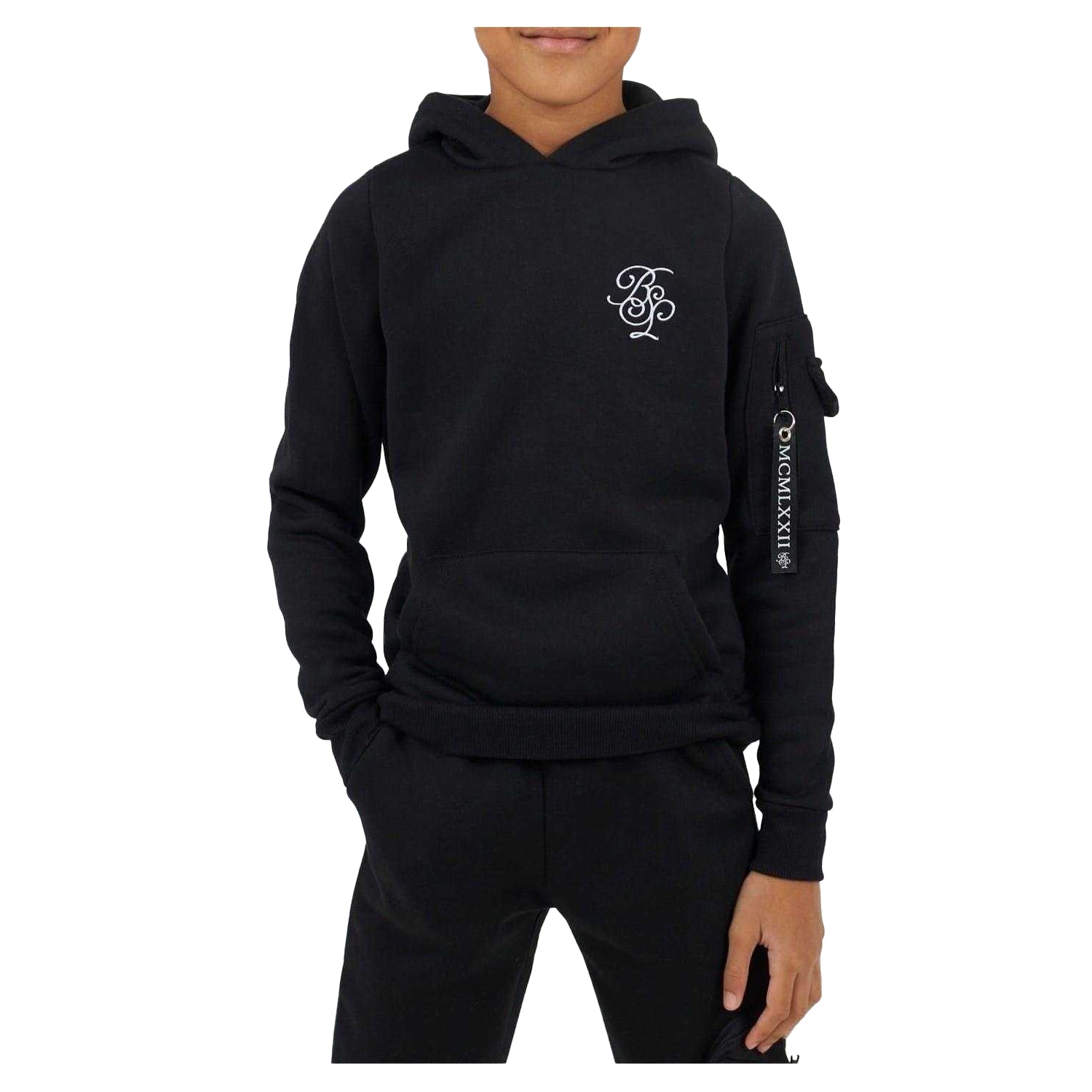 Black-White - Front - Brave Soul Boys Drawstring Hoodie