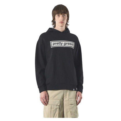 Black - Side - Pretty Green Mens Box Logo Regular Drawstring Hoodie