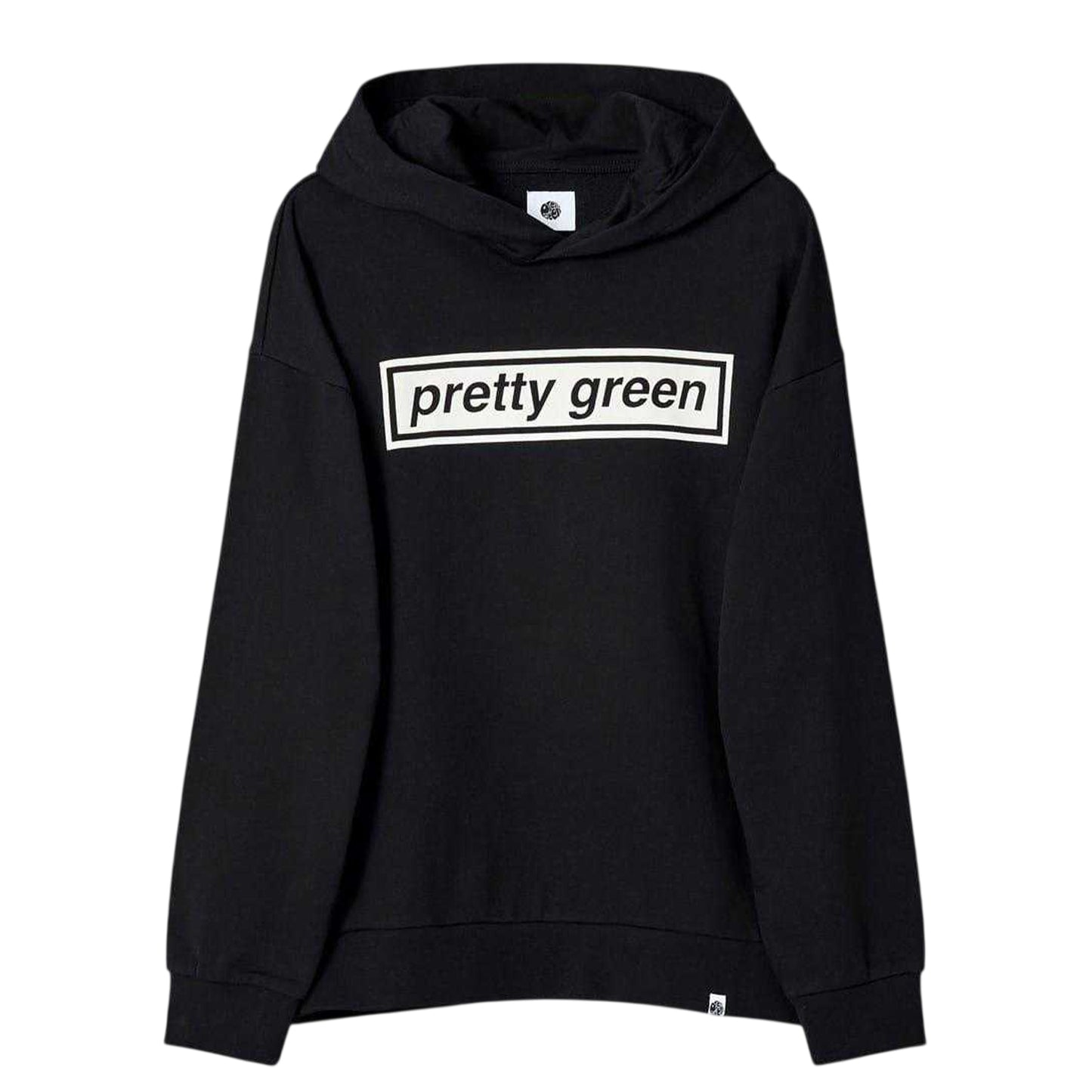 Black - Front - Pretty Green Mens Box Logo Regular Drawstring Hoodie