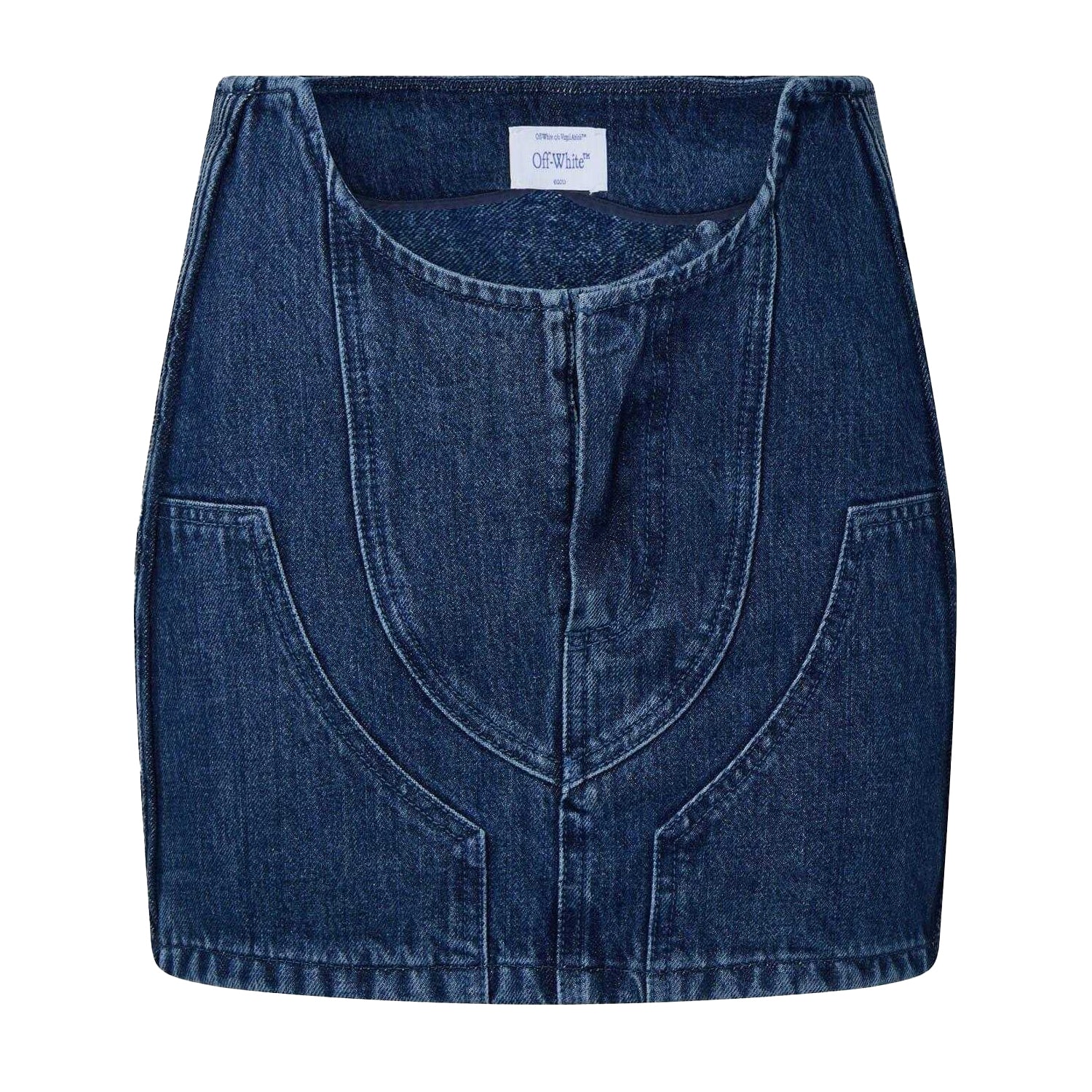 Blue - Front - Off White Womens-Ladies Cargo Denim Mini Skirt
