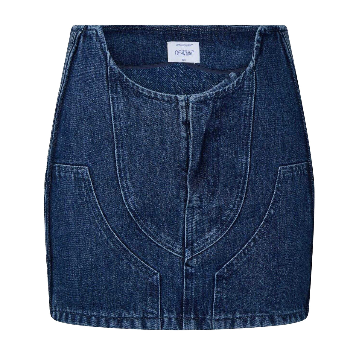 Blue - Front - Off White Womens-Ladies Cargo Denim Mini Skirt