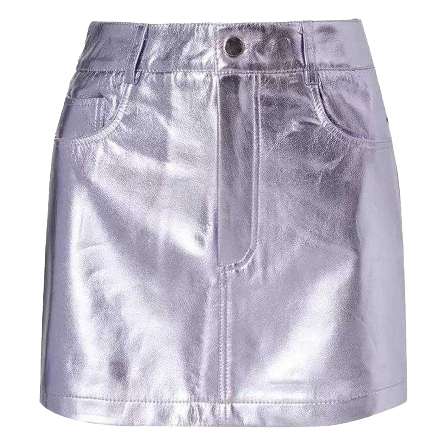 Purple - Front - AmyLynn Womens-Ladies Metallic Pocket Mini Skirt