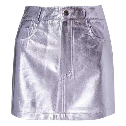 Purple - Front - AmyLynn Womens-Ladies Metallic Pocket Mini Skirt