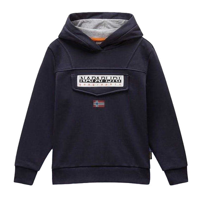 Marine Blue - Front - Napapijri Childrens-Kids Burgee Hoodie