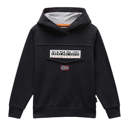 Black - Front - Napapijri Childrens-Kids Burgee Hoodie