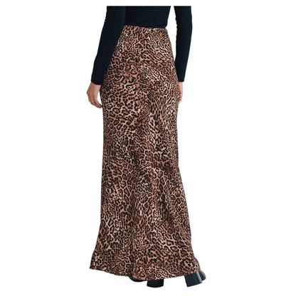 Brown - Back - Nobody´s Child Womens-Ladies Leopard Print Maxi Skirt