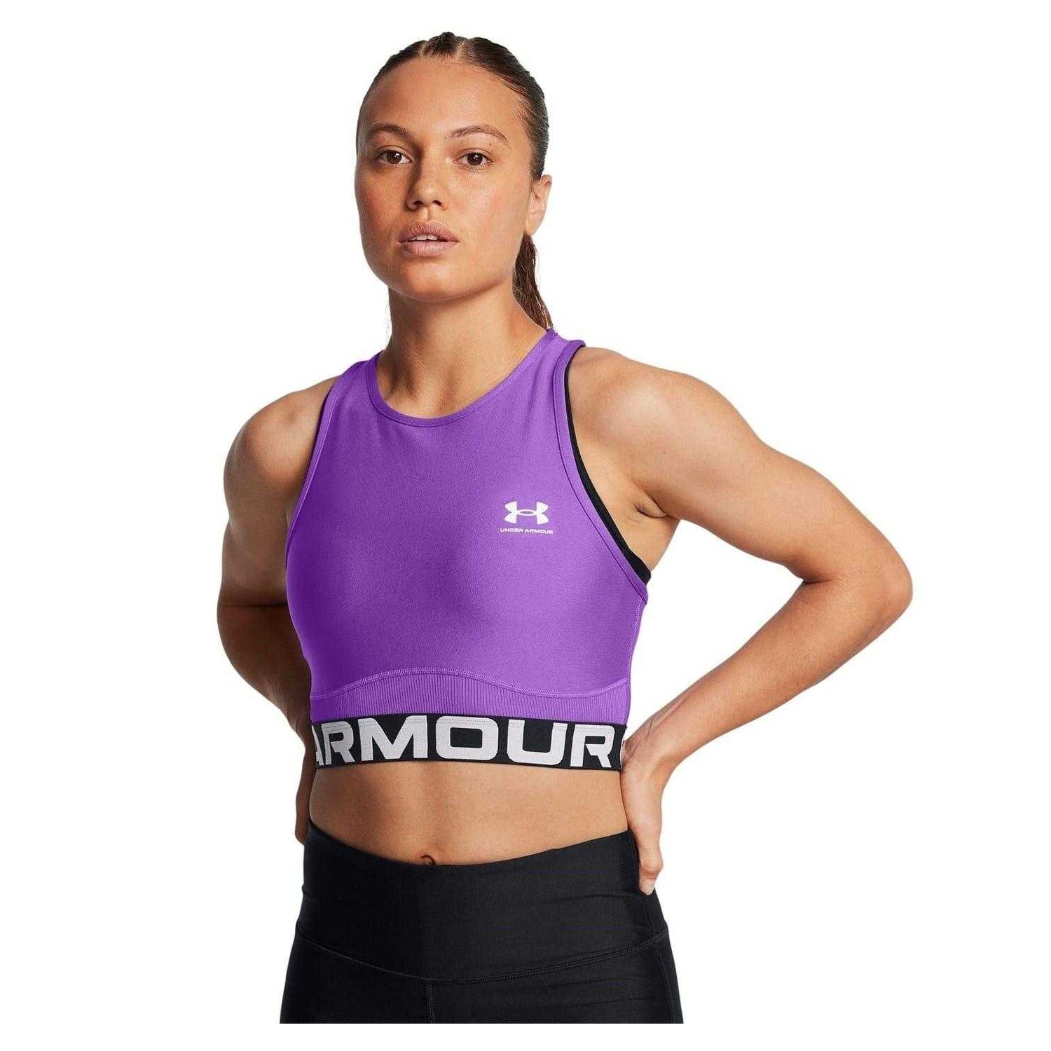 Purple - Side - Under Armour Womens-Ladies HeatGear Tank Top