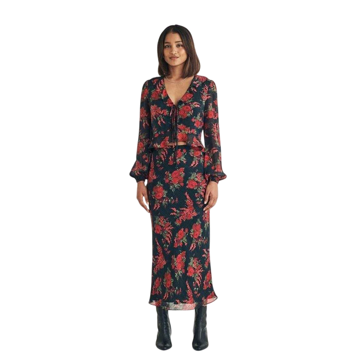 Brown - Side - Nobody´s Child Womens-Ladies Lotus Midi Skirt