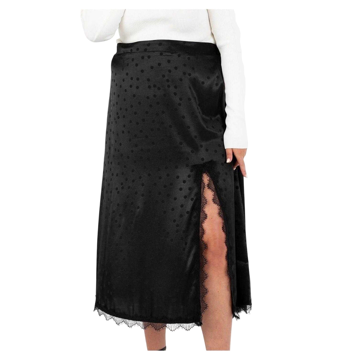 Black - Front - Lovedrobe Womens-Ladies Polka Dot Regular Midi Skirt