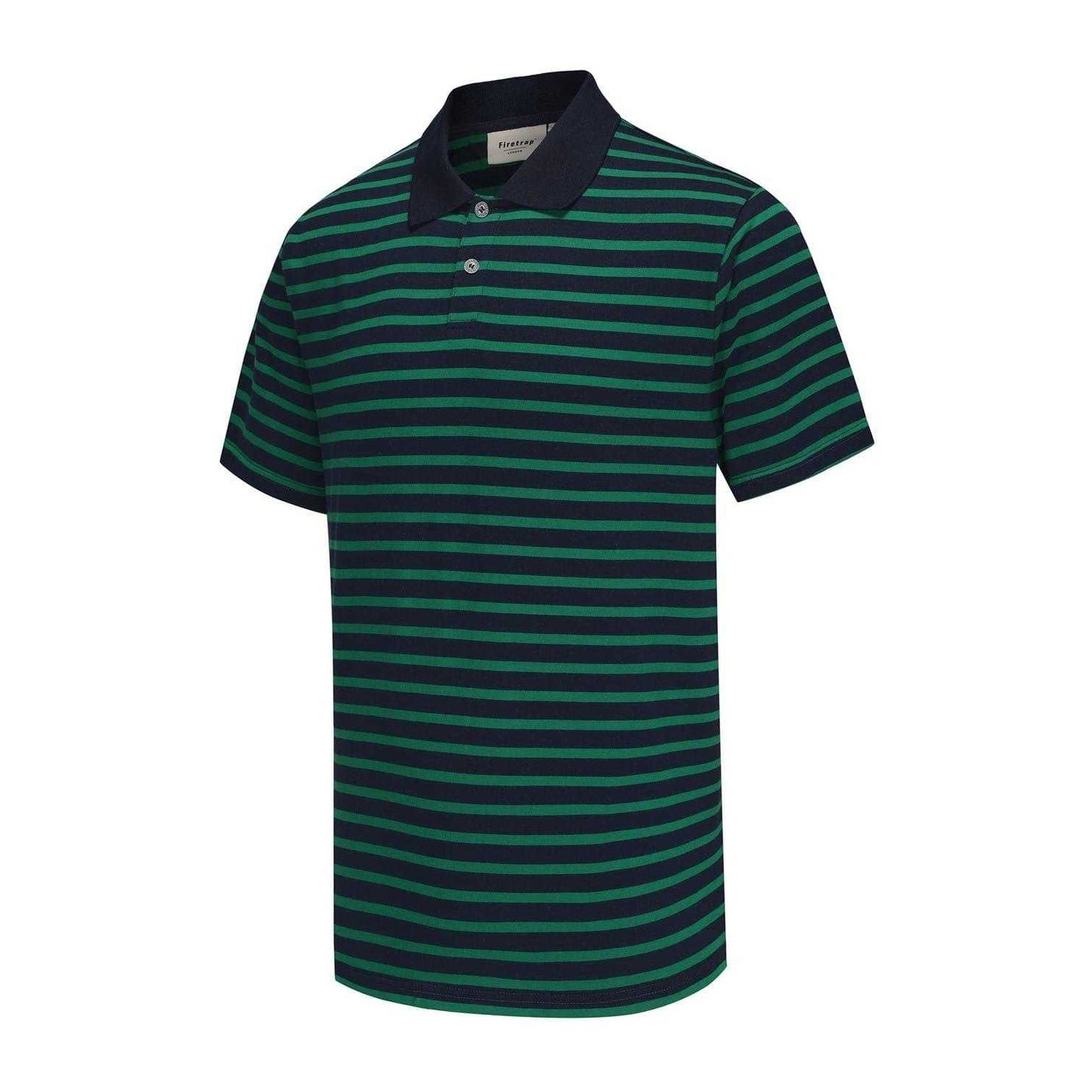 Blue - Side - Firetrap Mens Classic Striped Polo Shirt