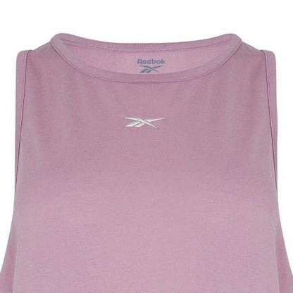 Pink - Back - Reebok Womens-Ladies Smooth Crew Neck Sleeveless Maternity Tank Top