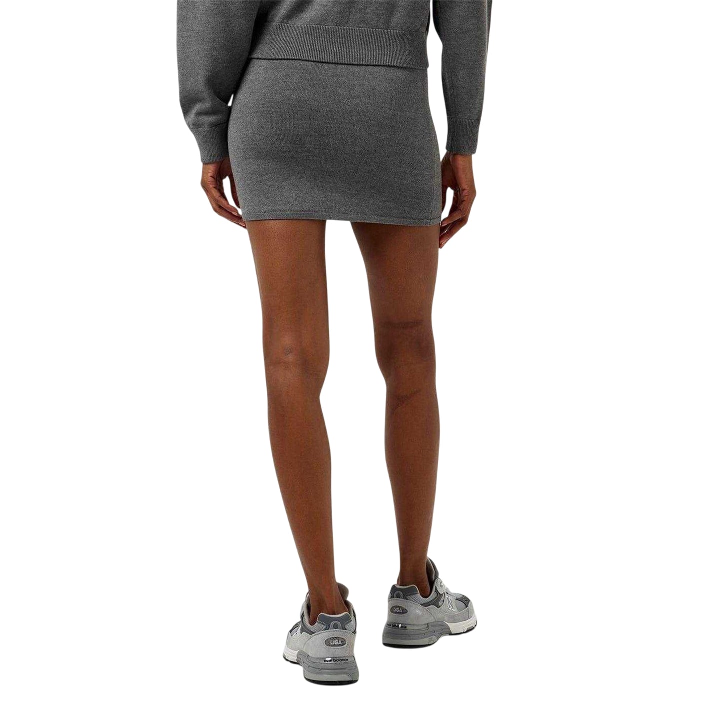 Charcoal Marl - Back - Jack Wills Womens-Ladies Knitted Slim Mini Skirt