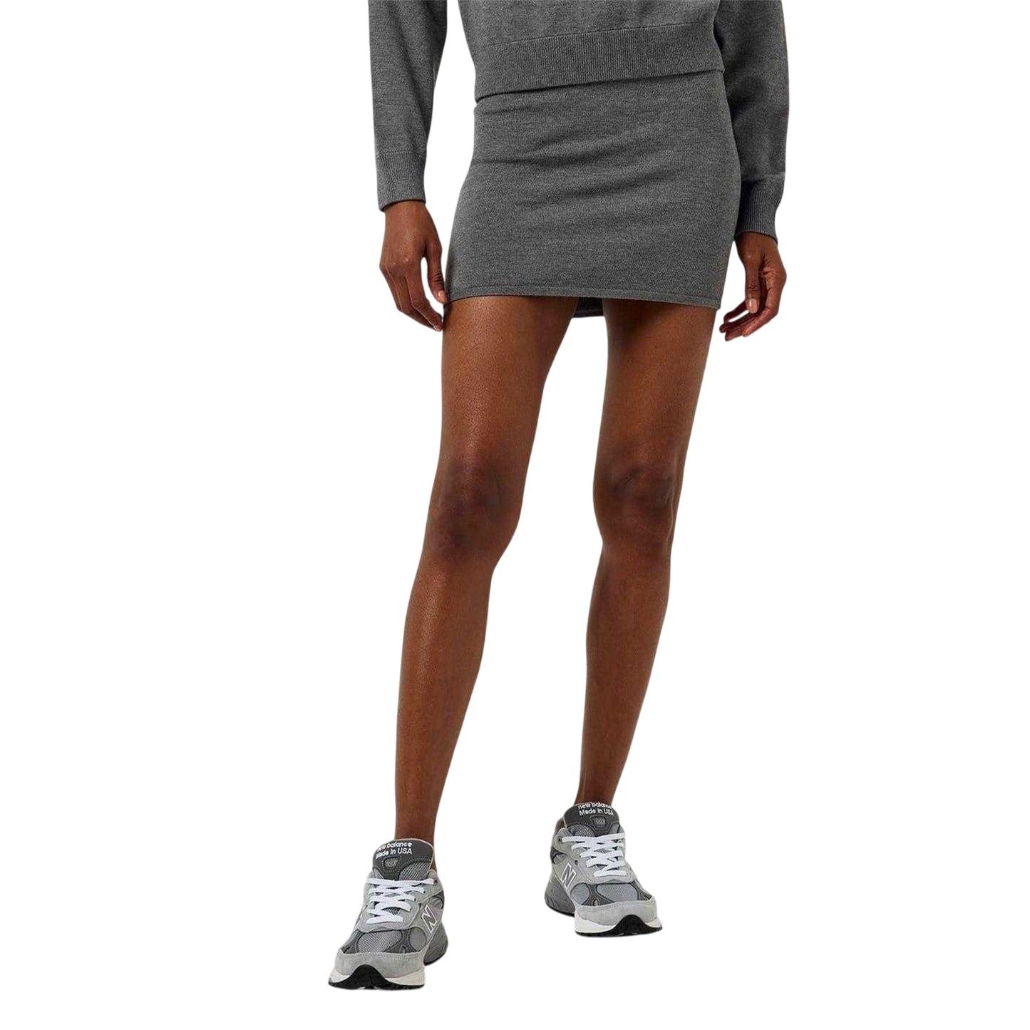 Charcoal Marl - Side - Jack Wills Womens-Ladies Knitted Slim Mini Skirt
