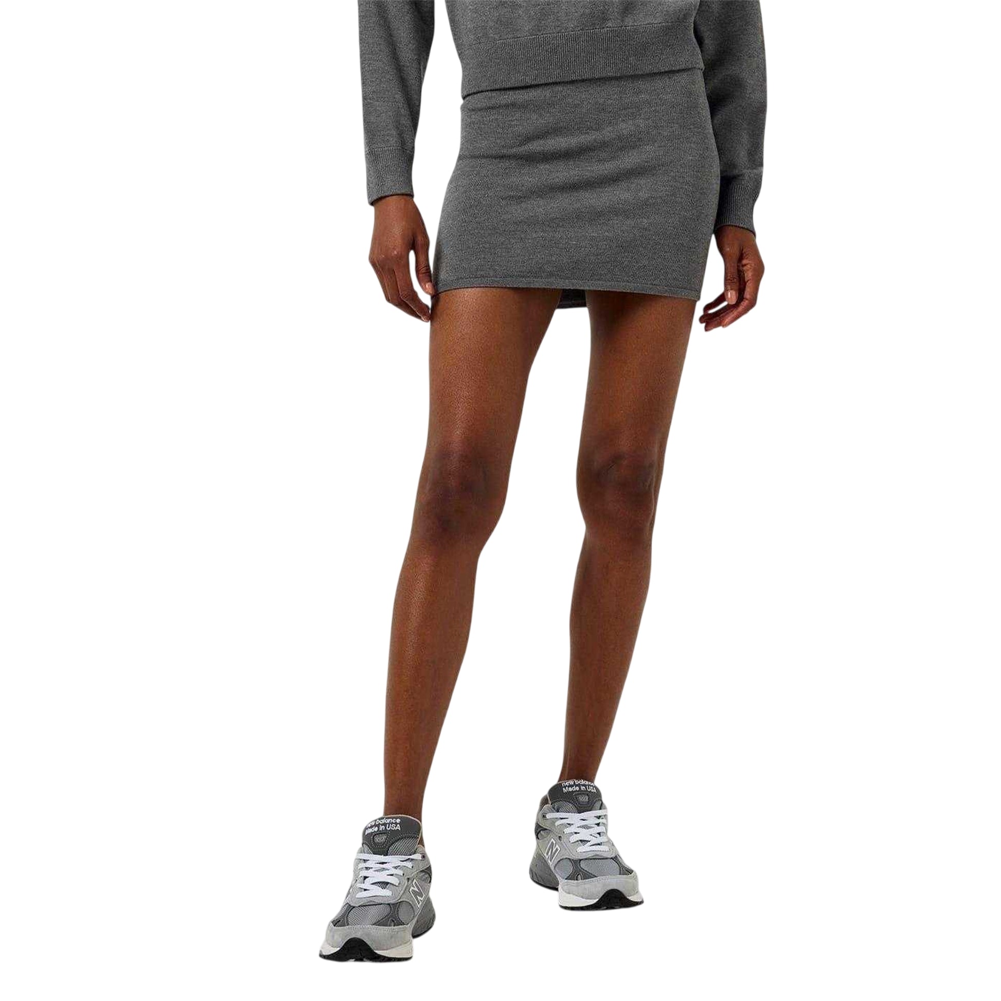 Charcoal Marl - Side - Jack Wills Womens-Ladies Knitted Slim Mini Skirt