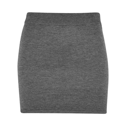 Charcoal Marl - Front - Jack Wills Womens-Ladies Knitted Slim Mini Skirt