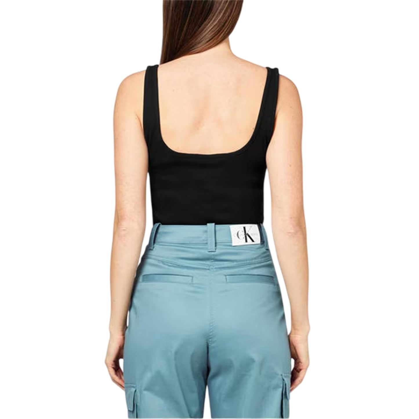 Black - Back - Calvin Klein Womens-Ladies Monogram Cotton Jersey Tank Top