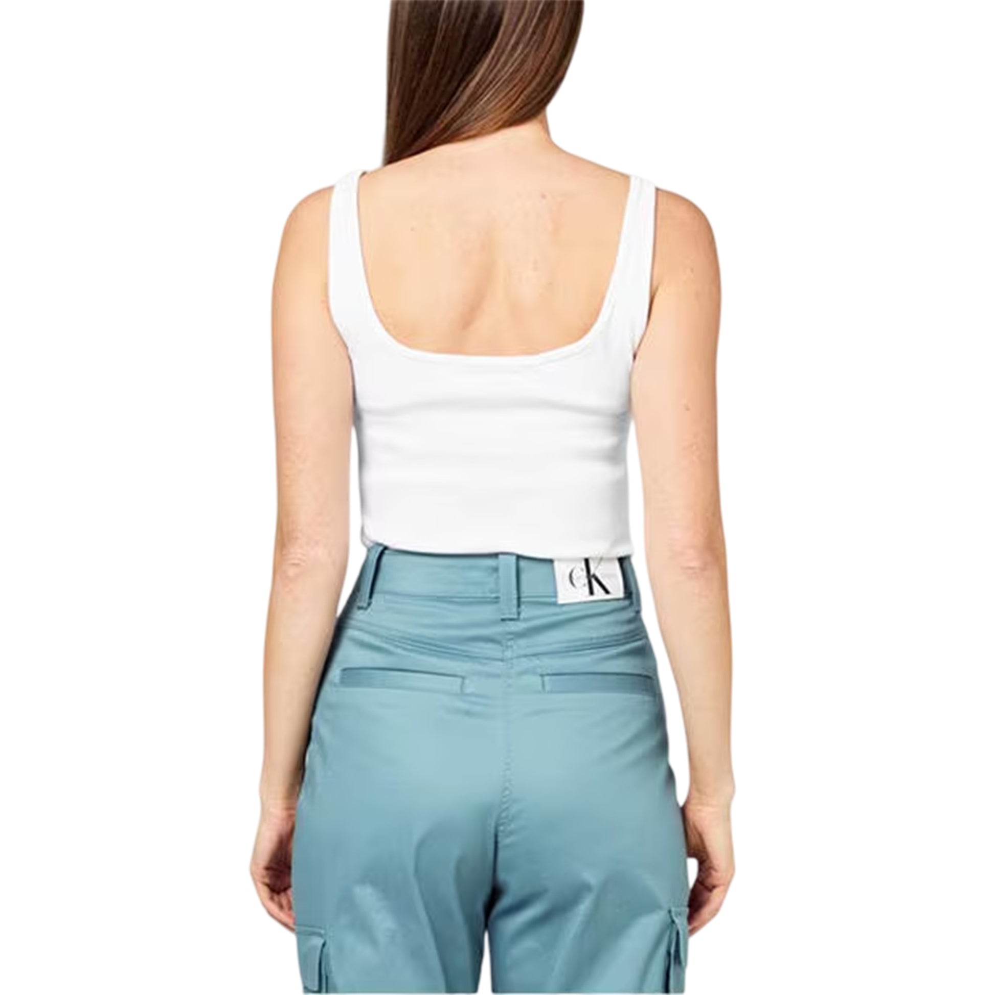 White - Back - Calvin Klein Womens-Ladies Monogram Cotton Jersey Tank Top