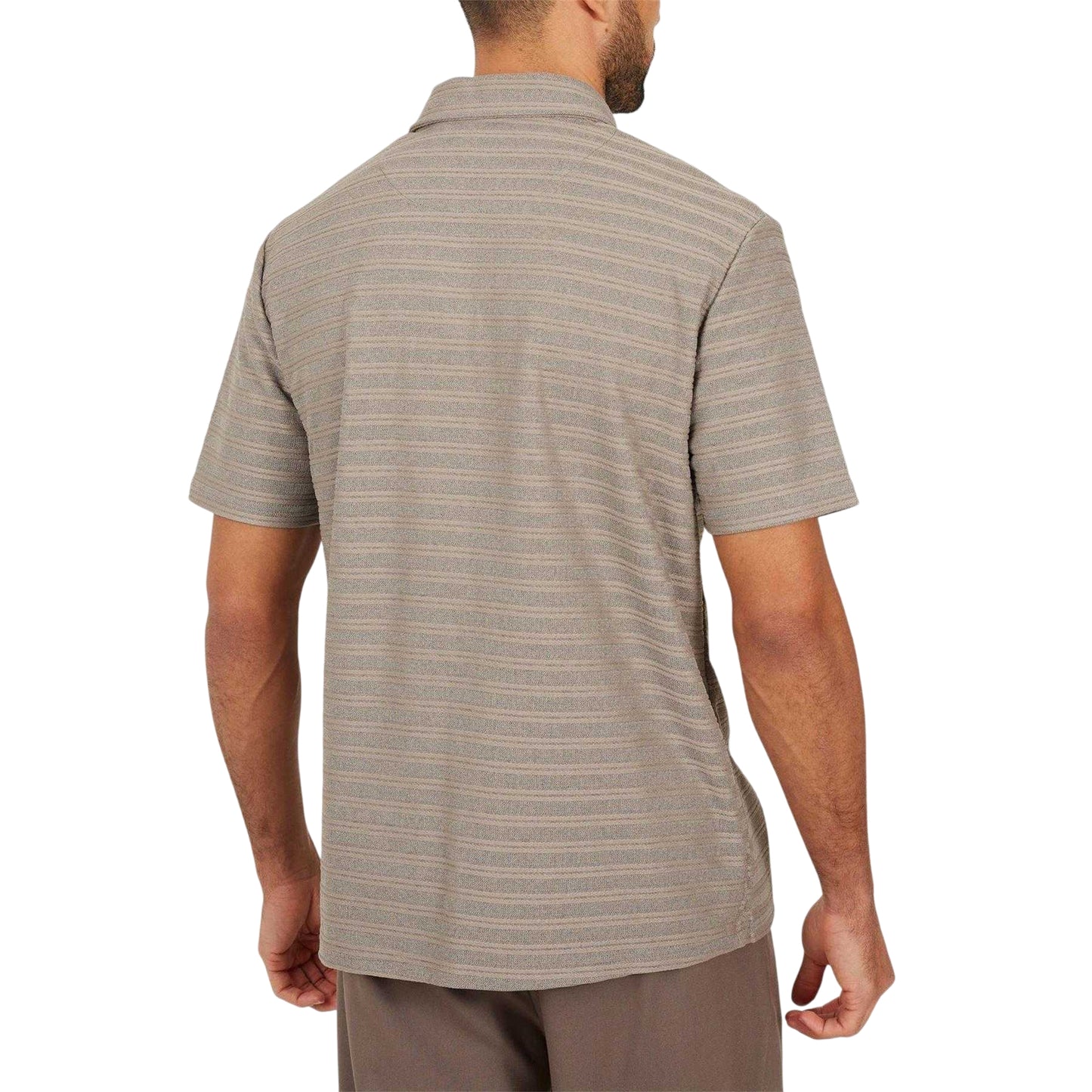 Brown-Grey - Back - Brave Soul Mens Trophy Striped Polo Shirt