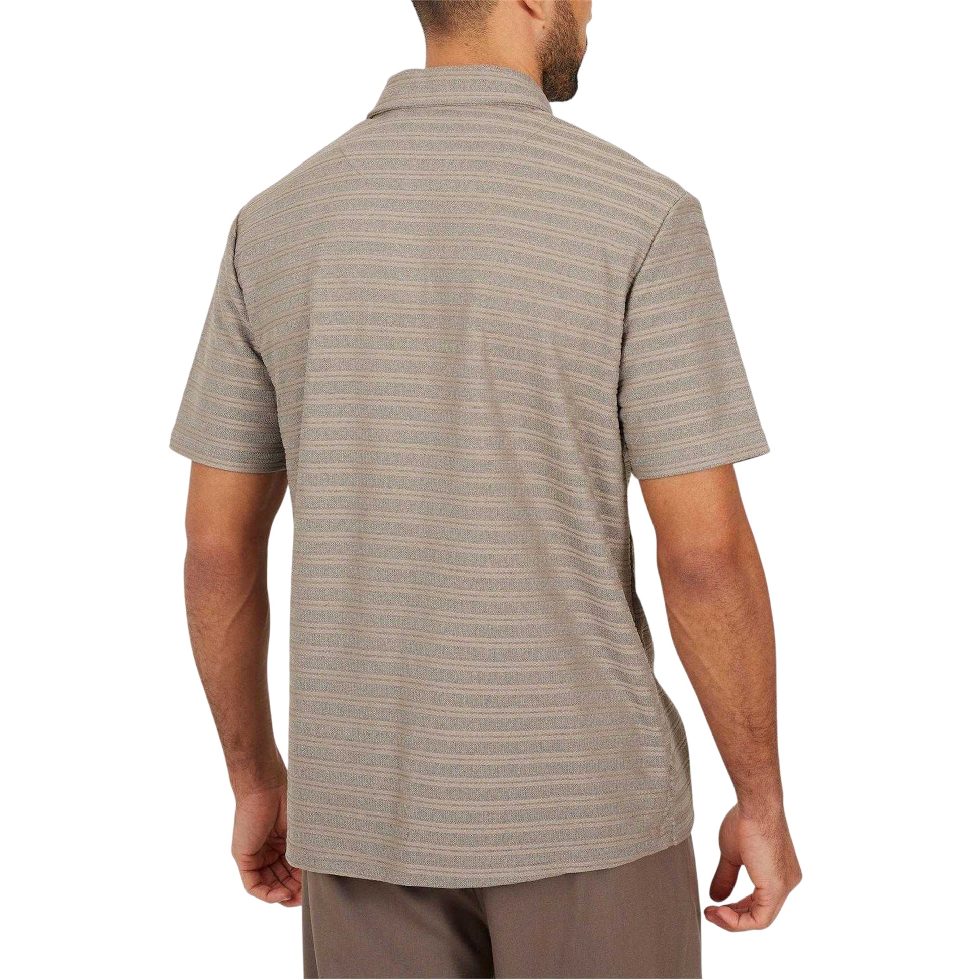 Brown-Grey - Back - Brave Soul Mens Trophy Striped Polo Shirt