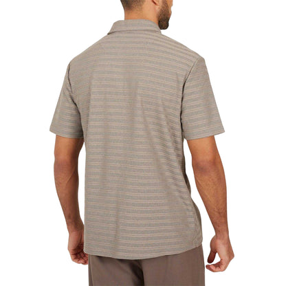 Brown-Grey - Back - Brave Soul Mens Trophy Striped Polo Shirt
