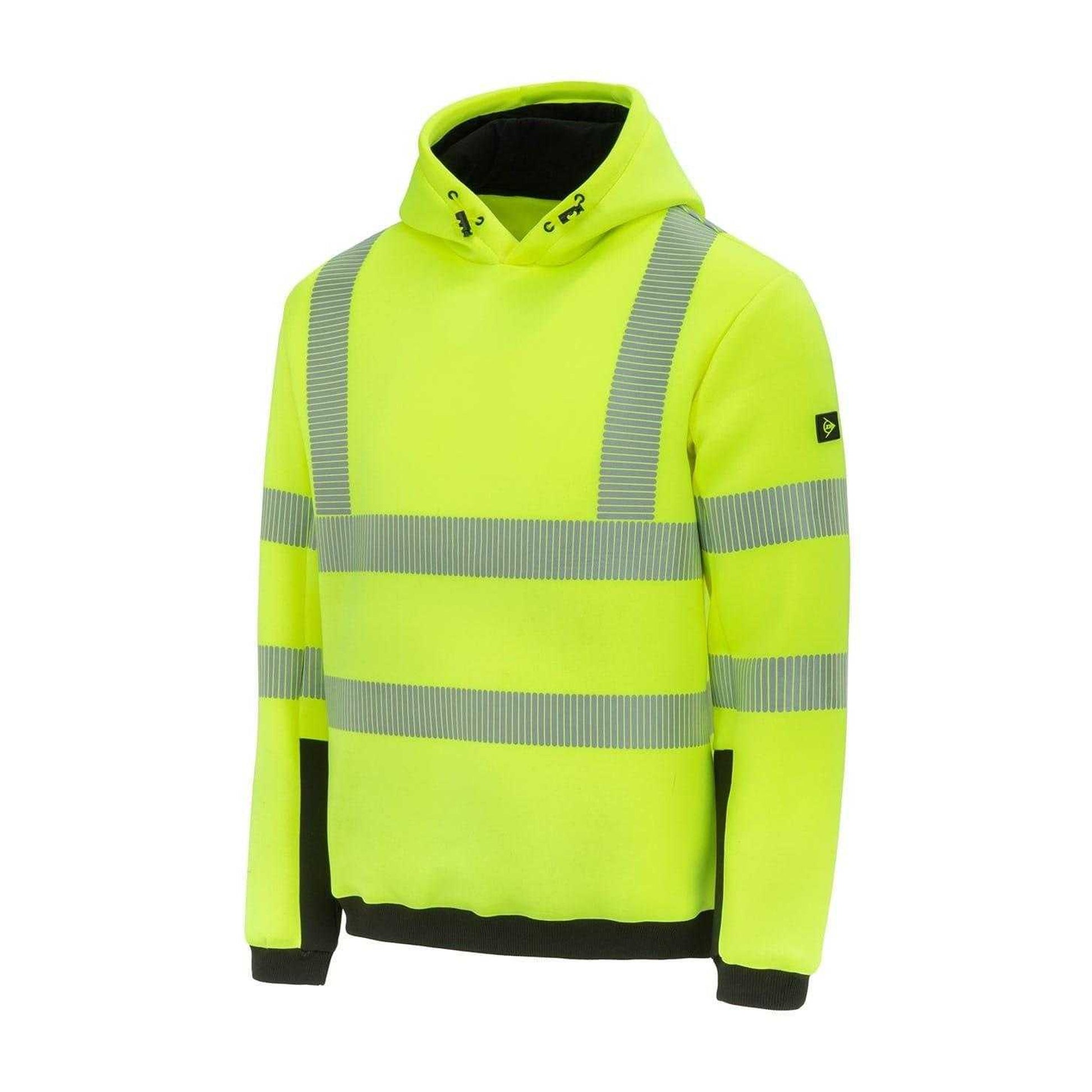 Yellow - Side - Dunlop Unisex Adult High-Vis Drawstring Hoodie