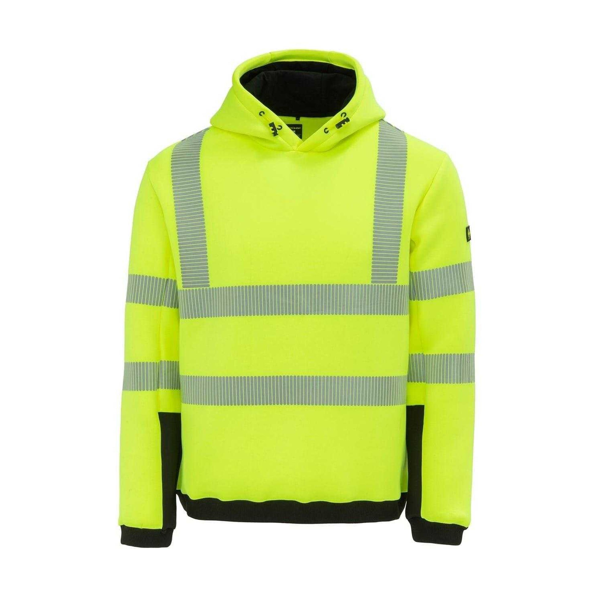 Yellow - Front - Dunlop Unisex Adult High-Vis Drawstring Hoodie