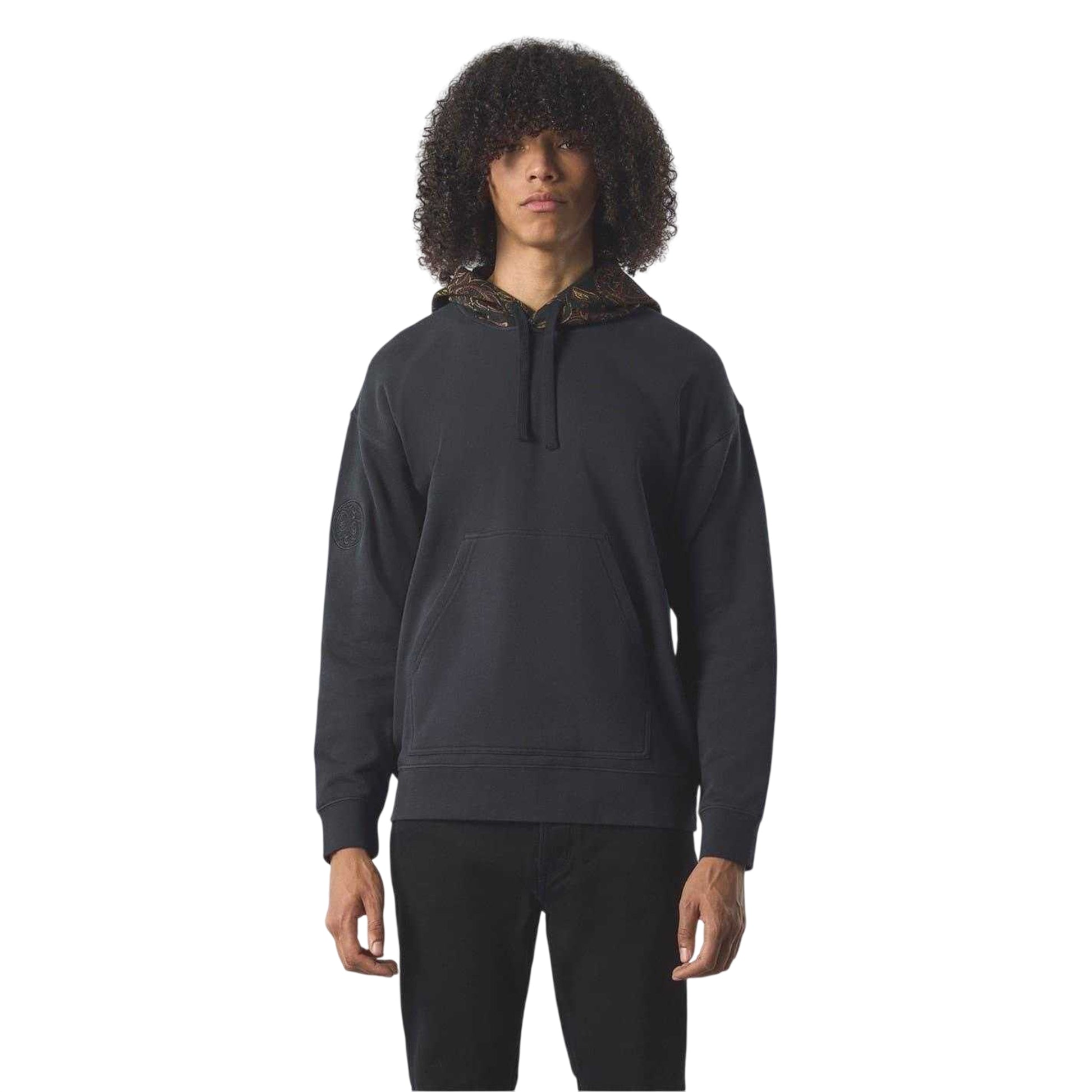 Black - Side - Pretty Green Mens Parthian Cotton Blend Drawstring Hoodie