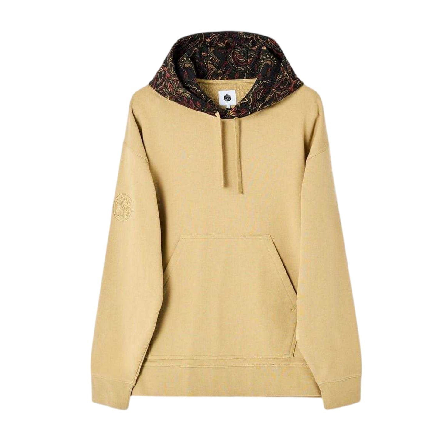 Taupe - Front - Pretty Green Mens Parthian Cotton Blend Drawstring Hoodie