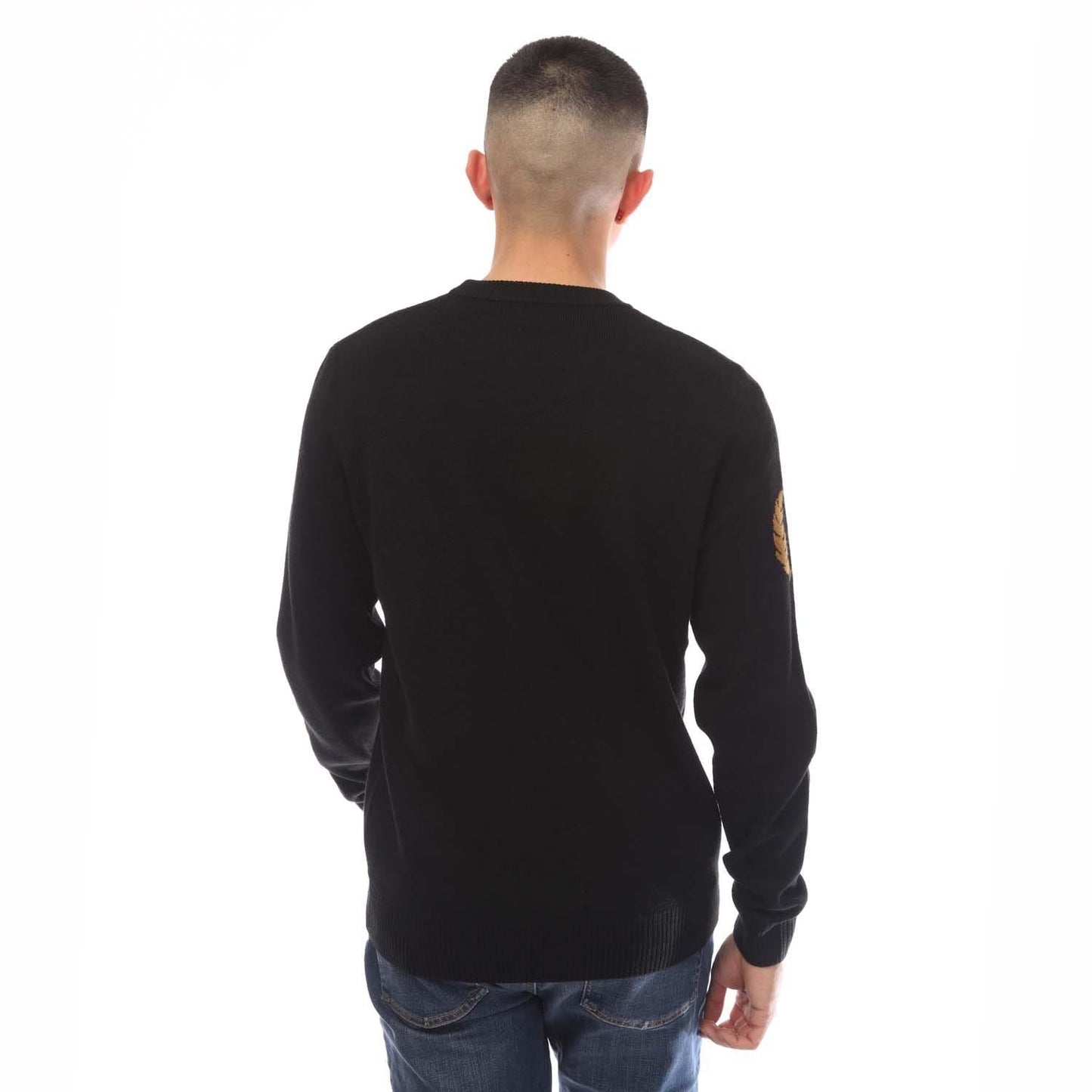 Black - Back - Fred Perry Mens Laurel Wreath Crew Neck Jumper