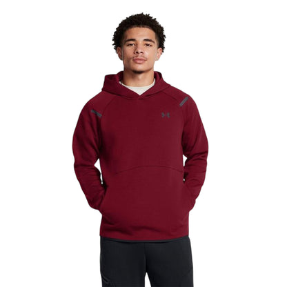 Red - Side - Under Armour Mens Essential Fleece Raglan Hoodie