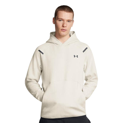 White-Black - Side - Under Armour Mens Essential Fleece Raglan Hoodie