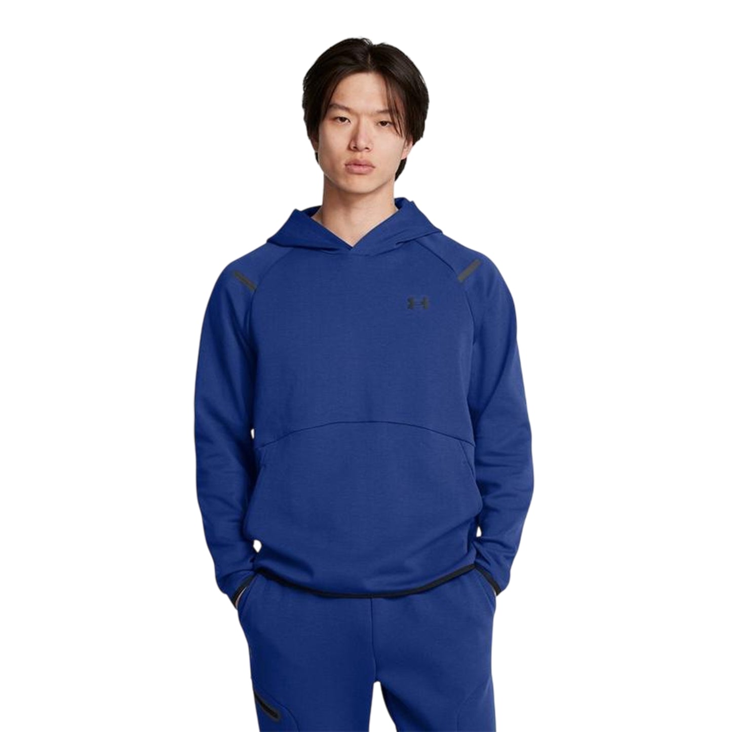 Blue - Side - Under Armour Mens Essential Fleece Raglan Hoodie