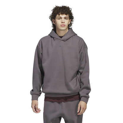 Grey - Side - Adidas Mens Fleece Basketball Hoodie