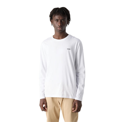 White - Side - Hugo Mens Derol Cotton Long-Sleeved T-Shirt