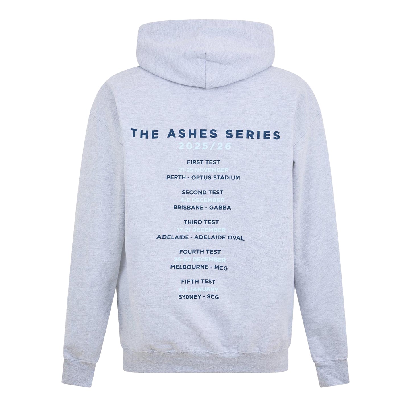 Grey - Back - England Cricket Unisex Adult The Ashes Series 2025-2026 Pullover Hoodie