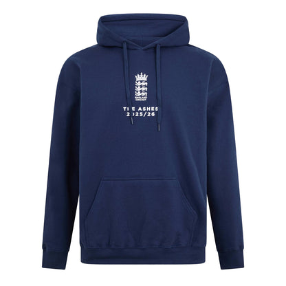 Navy - Front - England Cricket Unisex Adult The Ashes Series 2025-2026 Pullover Hoodie