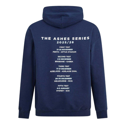 Navy - Back - England Cricket Unisex Adult The Ashes Series 2025-2026 Pullover Hoodie