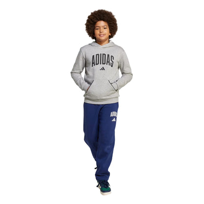 Grey-Black - Lifestyle - Adidas Childrens-Kids Fleece Hoodie